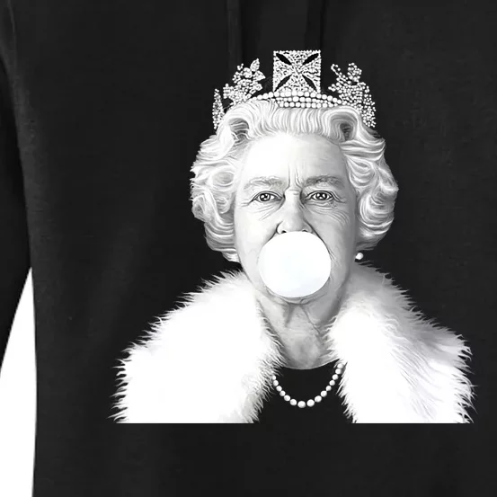 Queen RIP Queen Elizabeth II Bubble Gum Funny Royal Family UK Flag Women's Pullover Hoodie