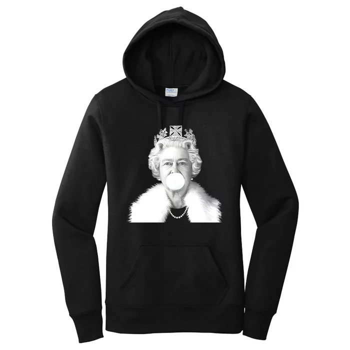 Queen RIP Queen Elizabeth II Bubble Gum Funny Royal Family UK Flag Women's Pullover Hoodie