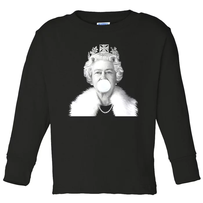 Queen RIP Queen Elizabeth II Bubble Gum Funny Royal Family UK Flag Toddler Long Sleeve Shirt