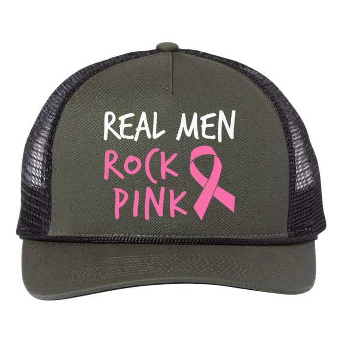 quote Real  Rock Pink Fighting Breast Cancer Retro Rope Trucker Hat Cap