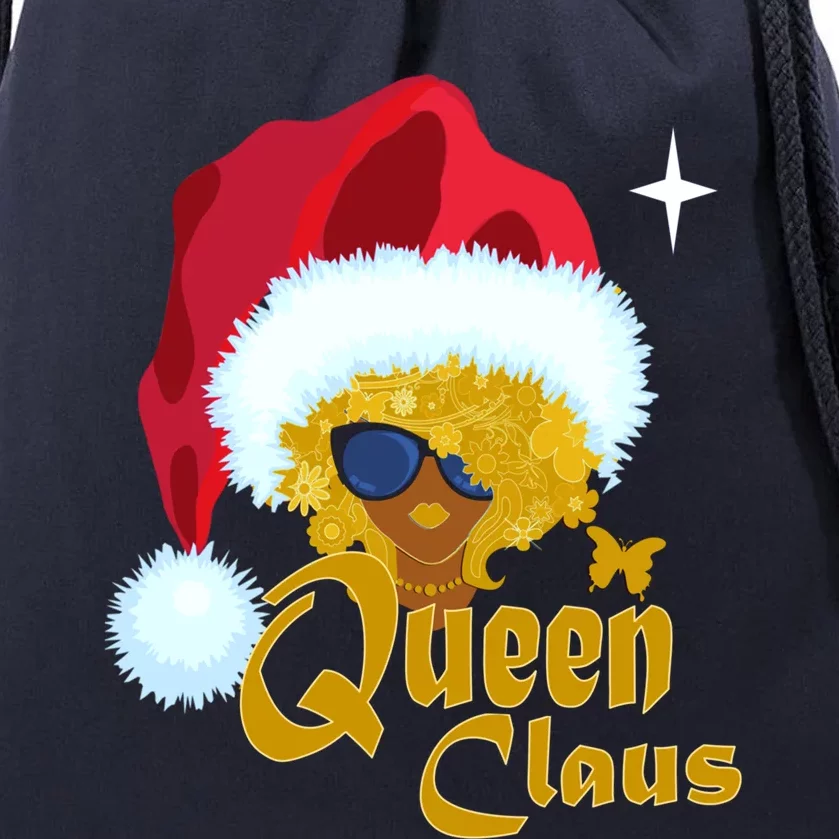 Queen Santa African American Christmas Melanin Cool Gift Drawstring Bag