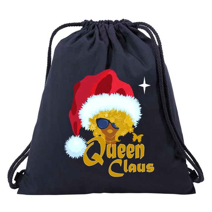 Queen Santa African American Christmas Melanin Cool Gift Drawstring Bag