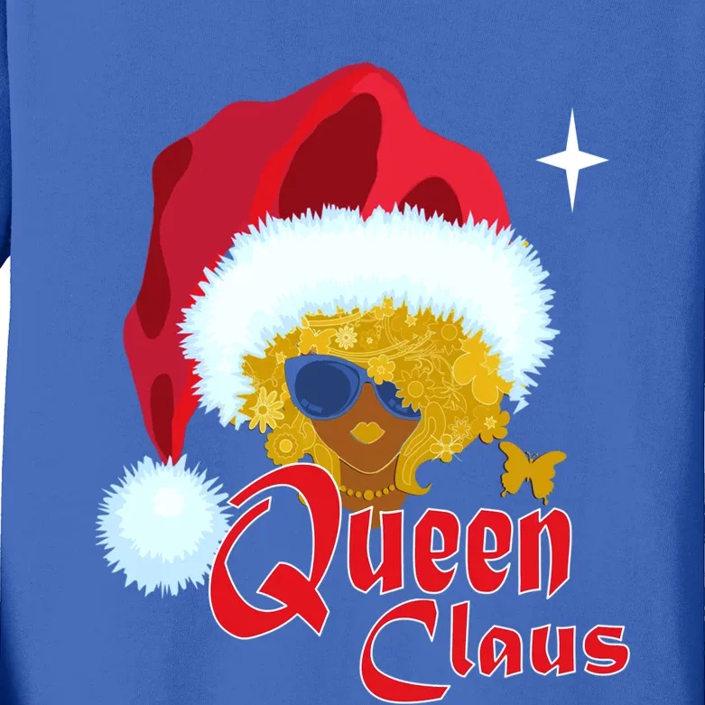 Queen Santa African American Christmas Melanin Funny Gift Kids Long Sleeve Shirt