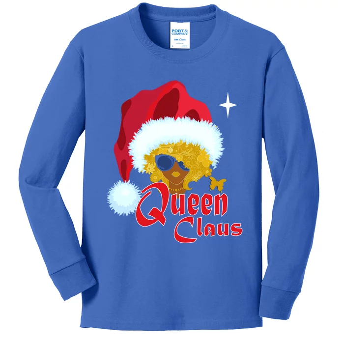 Queen Santa African American Christmas Melanin Funny Gift Kids Long Sleeve Shirt