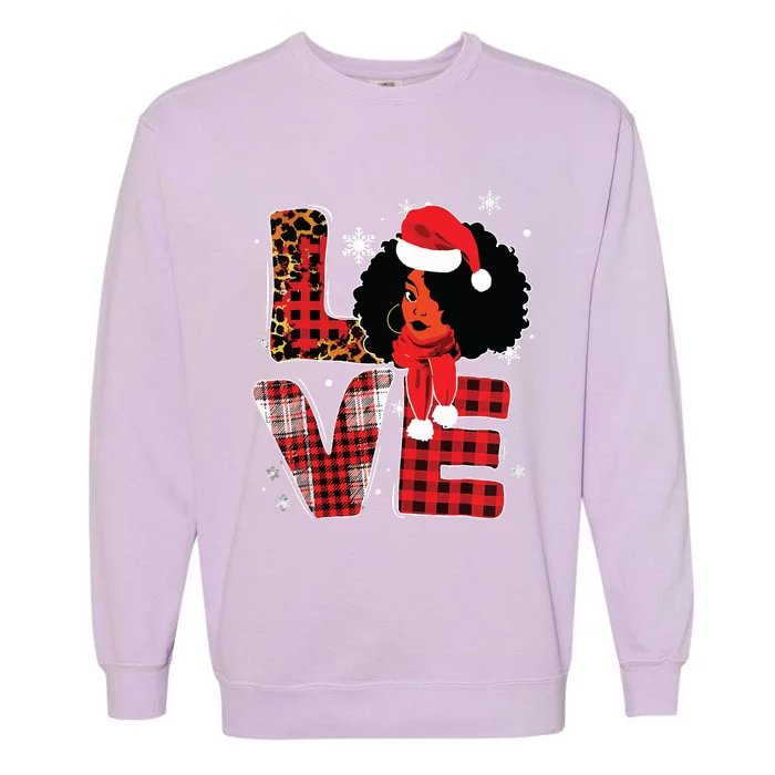 Queen Santa African American Merry Christmas Melanin Garment-Dyed Sweatshirt