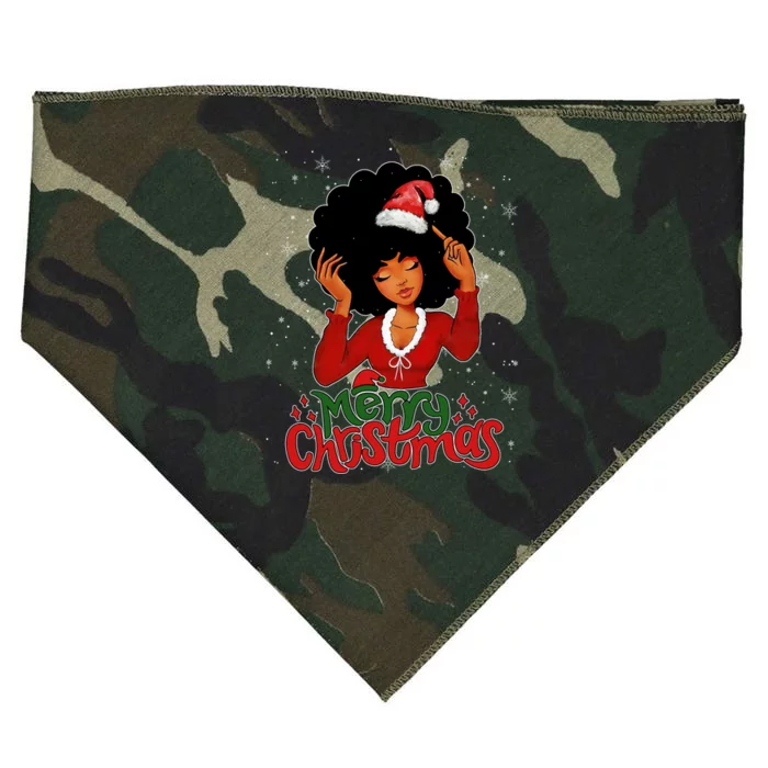 Queen Santa African American Merry Christmas Melanin Great Gift USA-Made Doggie Bandana