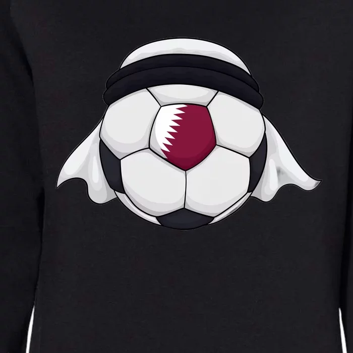 Qatar Soccer Ball Wearing Keffiyeh Womens California Wash Sweatshirt