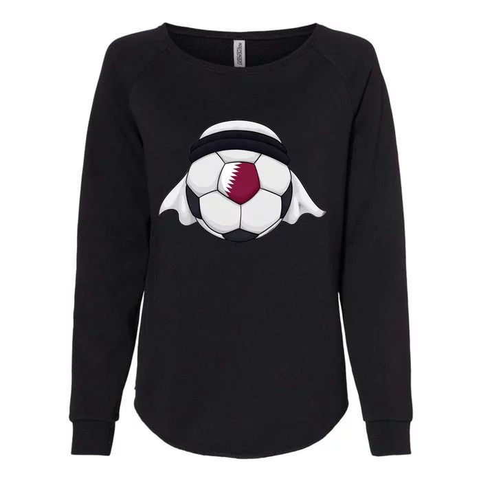 Qatar Soccer Ball Wearing Keffiyeh Womens California Wash Sweatshirt