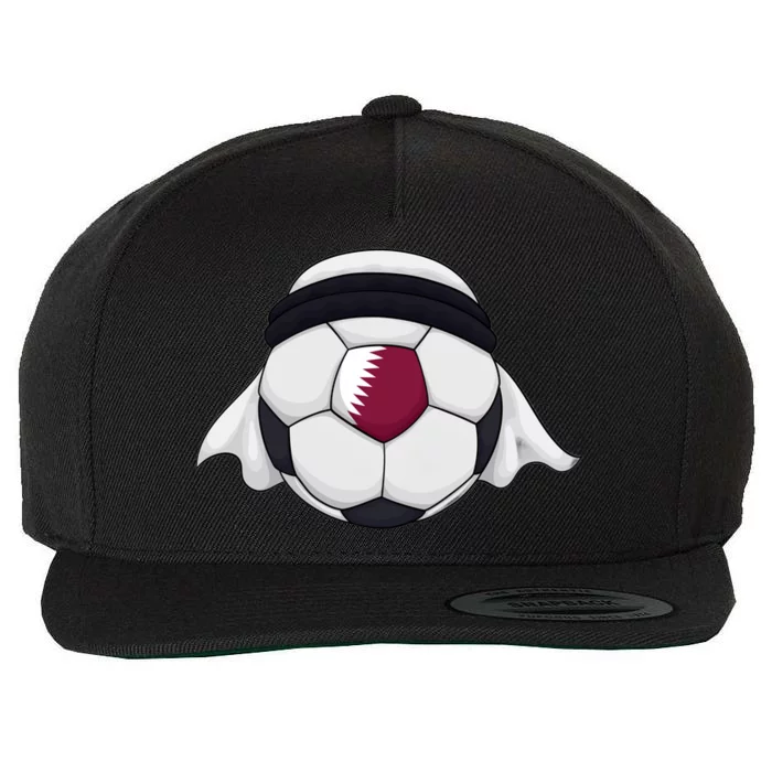 Qatar Soccer Ball Wearing Keffiyeh Wool Snapback Cap