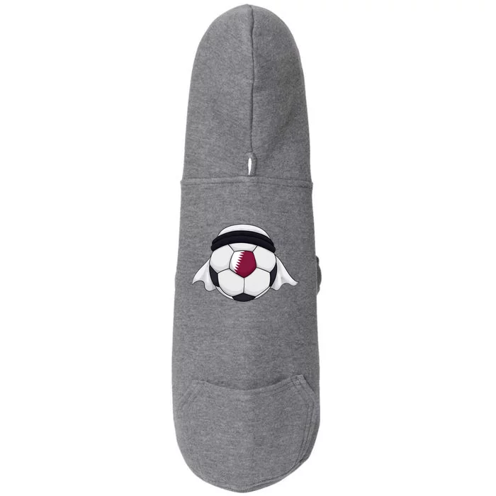 Qatar Soccer Ball Wearing Keffiyeh Doggie 3-End Fleece Hoodie