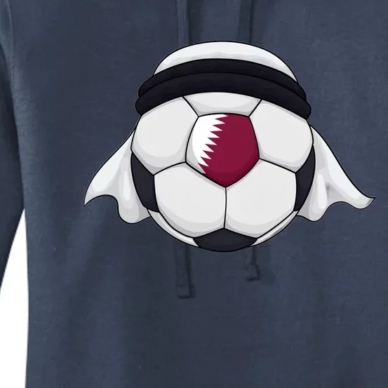 Qatar Soccer Ball Wearing Keffiyeh Women's Pullover Hoodie