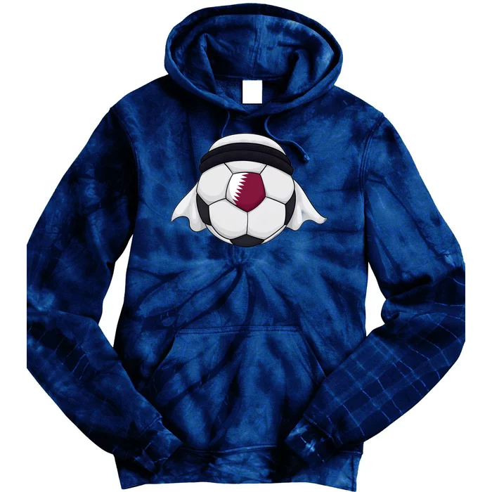 Qatar Soccer Ball Wearing Keffiyeh Tie Dye Hoodie