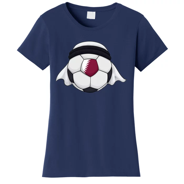 Qatar Soccer Ball Wearing Keffiyeh Women's T-Shirt