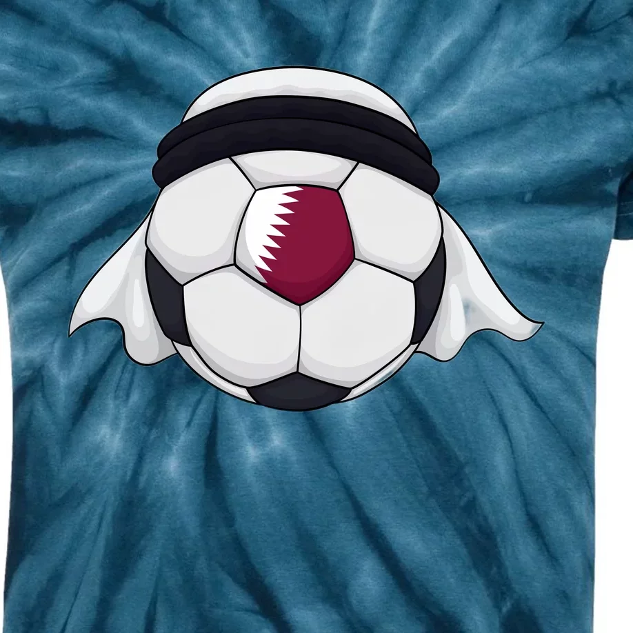 Qatar Soccer Ball Wearing Keffiyeh Kids Tie-Dye T-Shirt