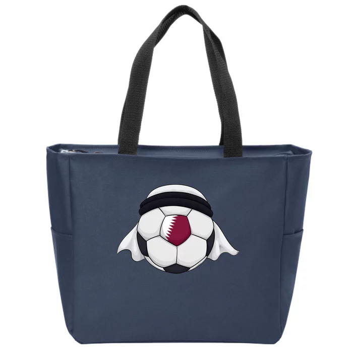 Qatar Soccer Ball Wearing Keffiyeh Zip Tote Bag