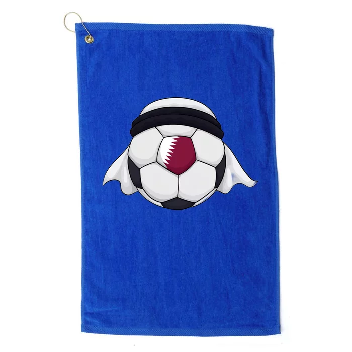 Qatar Soccer Ball Wearing Keffiyeh Platinum Collection Golf Towel