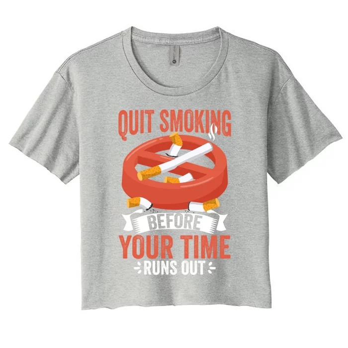 Quit Smoking Cute Gift No Tobacco Day Anti Cigarettes Anti Smoking Gift Women's Crop Top Tee