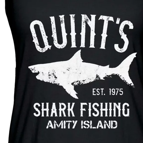 Quints Shark Fishing Charters Amity Island 1975 Ladies Essential Flowy Tank