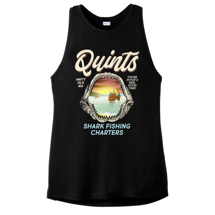 Quints Shark Fishing Charters Ladies Tri-Blend Wicking Tank