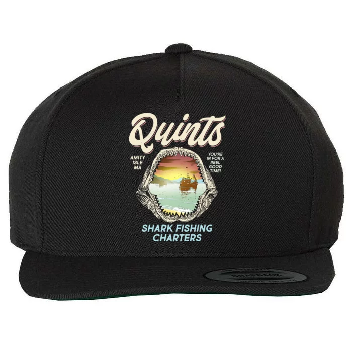 Quints Shark Fishing Charters Wool Snapback Cap