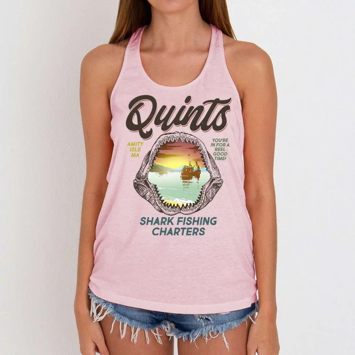 Quints Shark Fishing Charters Women's Knotted Racerback Tank