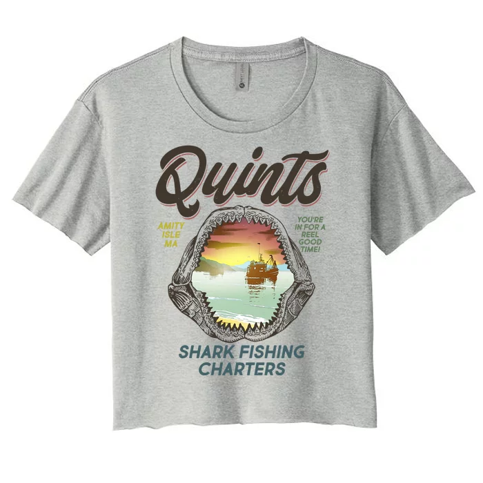 Quints Shark Fishing Charters Women's Crop Top Tee