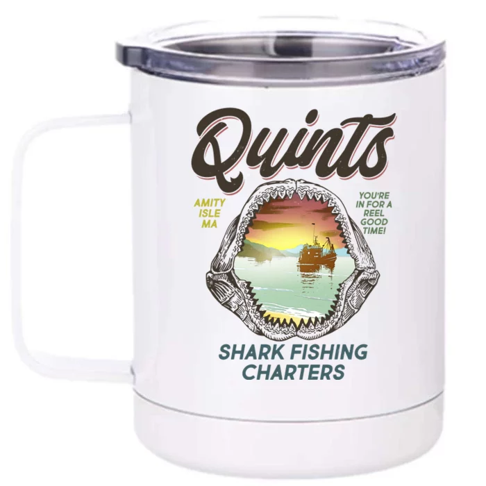 Quints Shark Fishing Charters Front & Back 12oz Stainless Steel Tumbler Cup