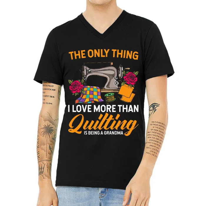 Quilting Sewing Funny Quilting Grandma Quilt V-Neck T-Shirt