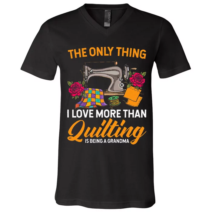 Quilting Sewing Funny Quilting Grandma Quilt V-Neck T-Shirt