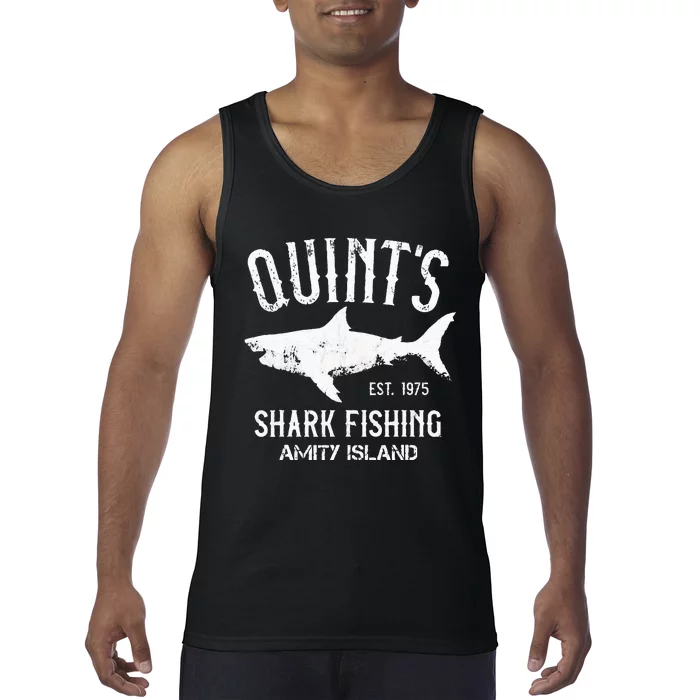 Quints Shark Fishing Charters Amity Island 1975 Tank Top