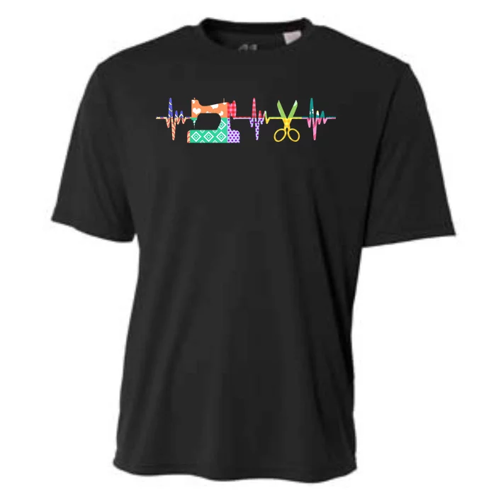 Quilter Sewing Heartbeat Gift For Quilting Lover Gift Cooling Performance Crew T-Shirt