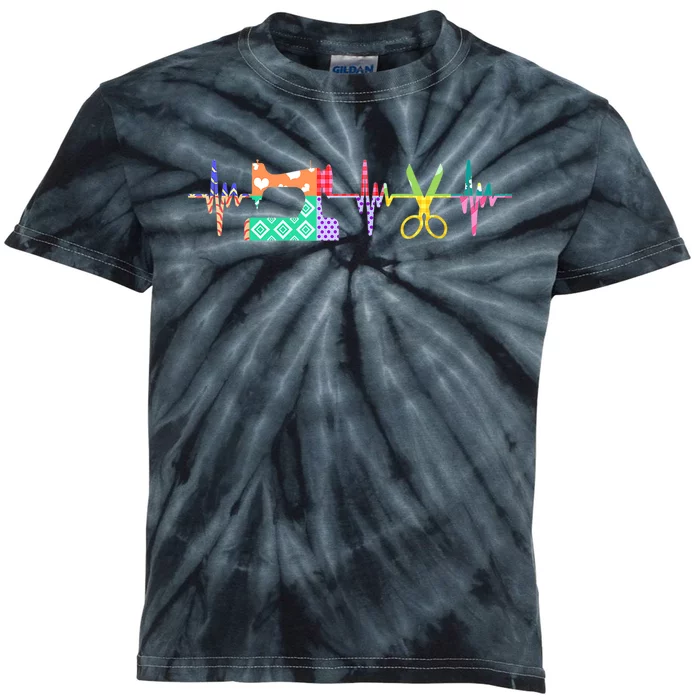 Quilter Sewing Heartbeat For Quilting Lover MM Kids Tie-Dye T-Shirt