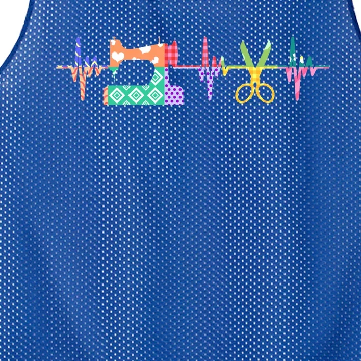 Quilter Sewing Heartbeat For Quilting Lover Mm Cool Gift Mesh Reversible Basketball Jersey Tank