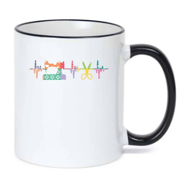 Quilter Sewing Heartbeat For Quilting Lover MM Black Color Changing Mug