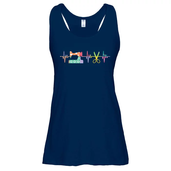 Quilter Sewing Heartbeat For Quilting Lover MM Ladies Essential Flowy Tank