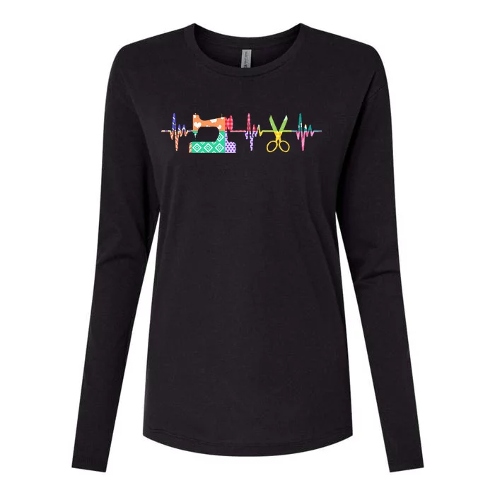 Quilter Sewing Heartbeat For Quilting Lover MM Womens Cotton Relaxed Long Sleeve T-Shirt