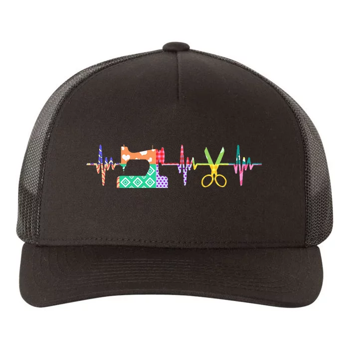 Quilter Sewing Heartbeat For Quilting Lover MM Yupoong Adult 5-Panel Trucker Hat