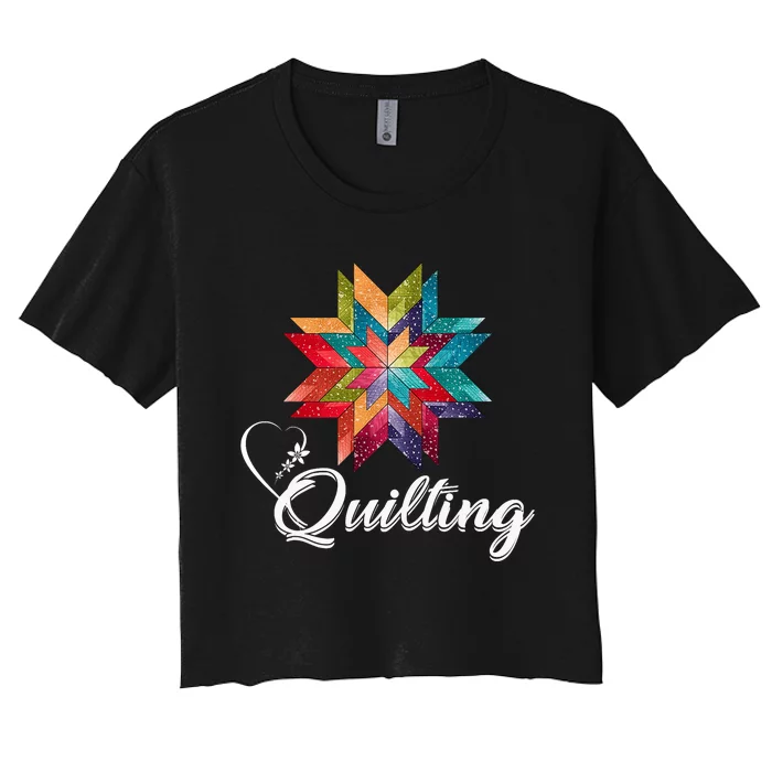 Quiltiing Sewing Love Quilting Quilter Sewer Sewing Women's Crop Top Tee