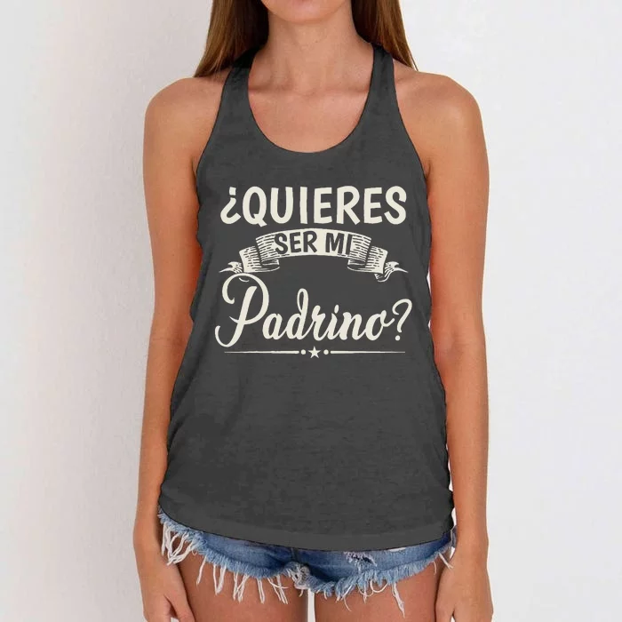 Quieres Ser Mi Padrino Bautizo Women's Knotted Racerback Tank