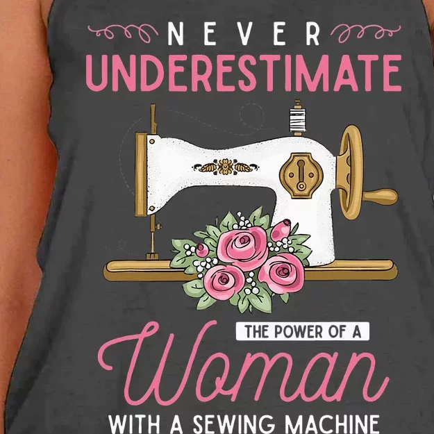 Quilter Sewing Machine Seamstress Funny Sewing Women's Knotted Racerback Tank