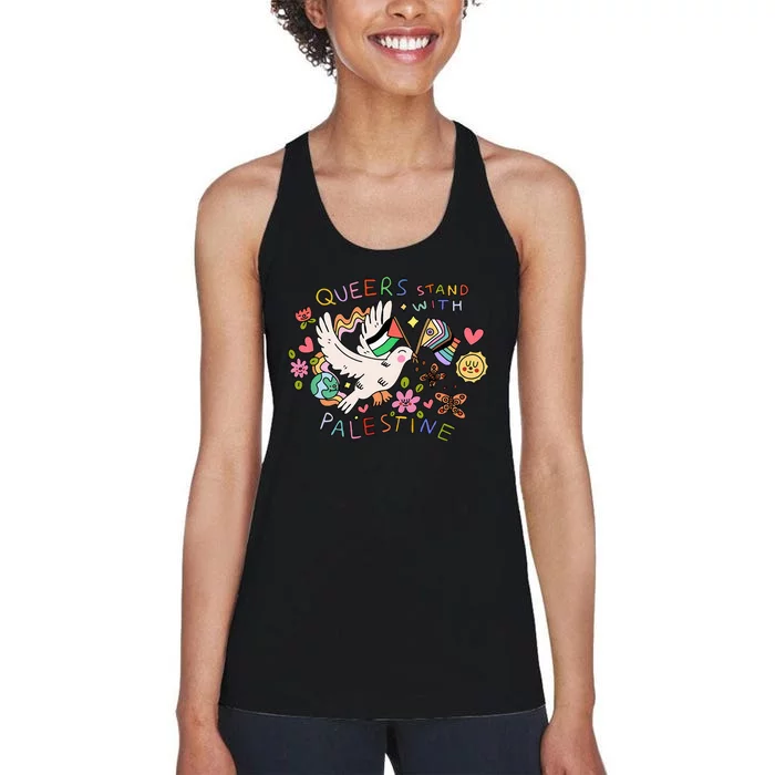 Queers Stand With Palestine Women's Racerback Tank