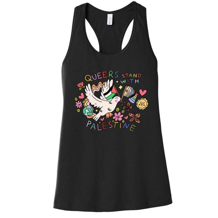 Queers Stand With Palestine Women's Racerback Tank