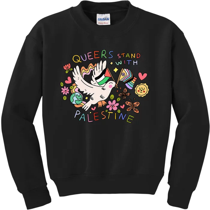 Queers Stand With Palestine Kids Sweatshirt