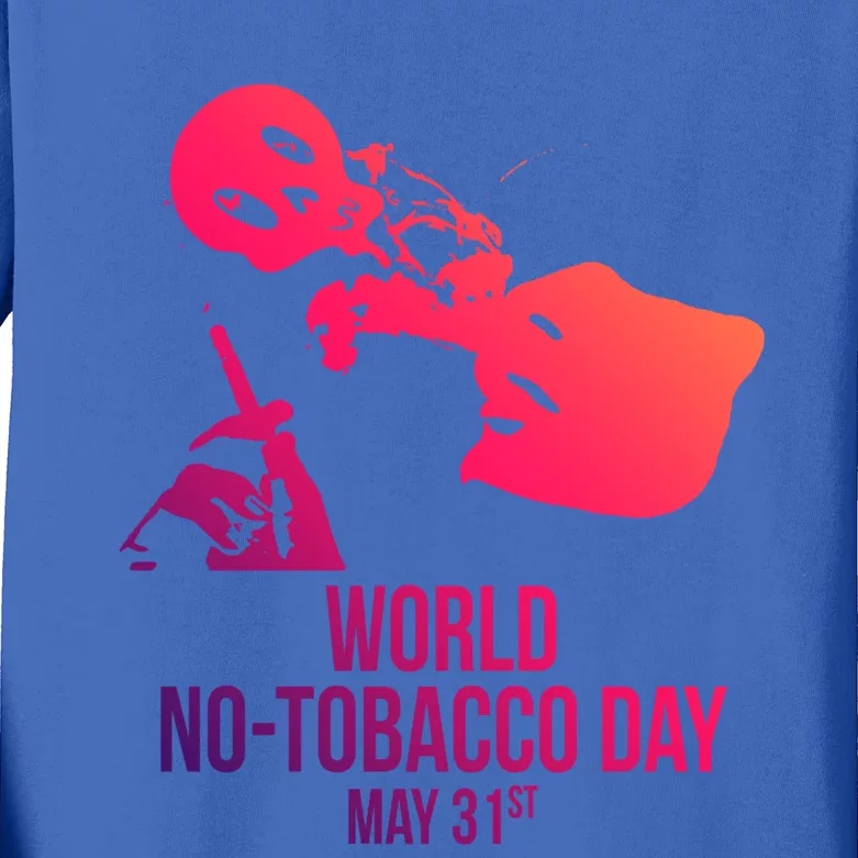 Quit Smoking World Nogifttobacco Day May 3 Skull Smoking Funny Gift Kids Long Sleeve Shirt