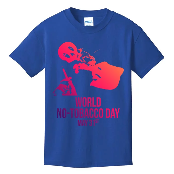 Quit Smoking World Nogifttobacco Day May 3 Skull Smoking Funny Gift Kids T-Shirt