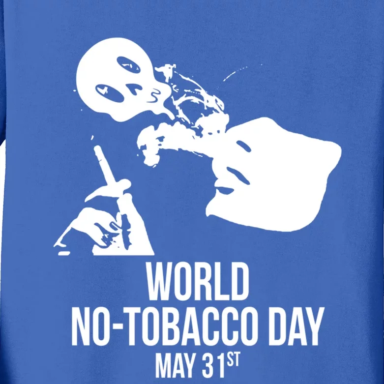 Quit Smoking World Nogifttobacco Day May 3 Skull Smoking Gift Kids Long Sleeve Shirt