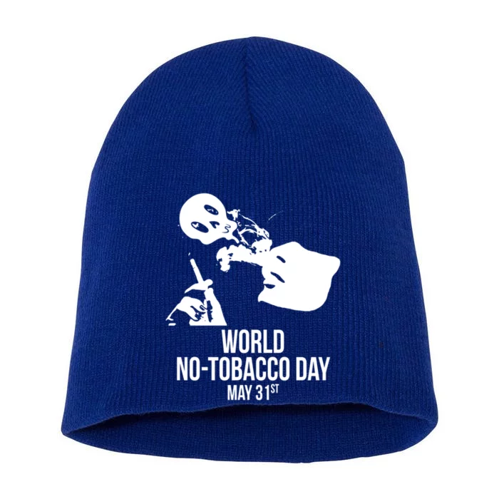 Quit Smoking World Nogifttobacco Day May 3 Skull Smoking Gift Short Acrylic Beanie