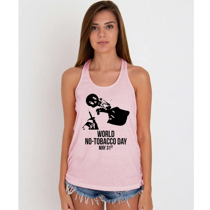 Quit Smoking World Nogifttobacco Day May 3 Skull Smoking Gift Women's Knotted Racerback Tank