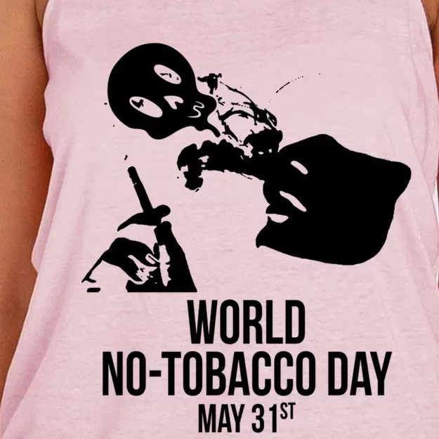 Quit Smoking World Nogifttobacco Day May 3 Skull Smoking Gift Women's Knotted Racerback Tank