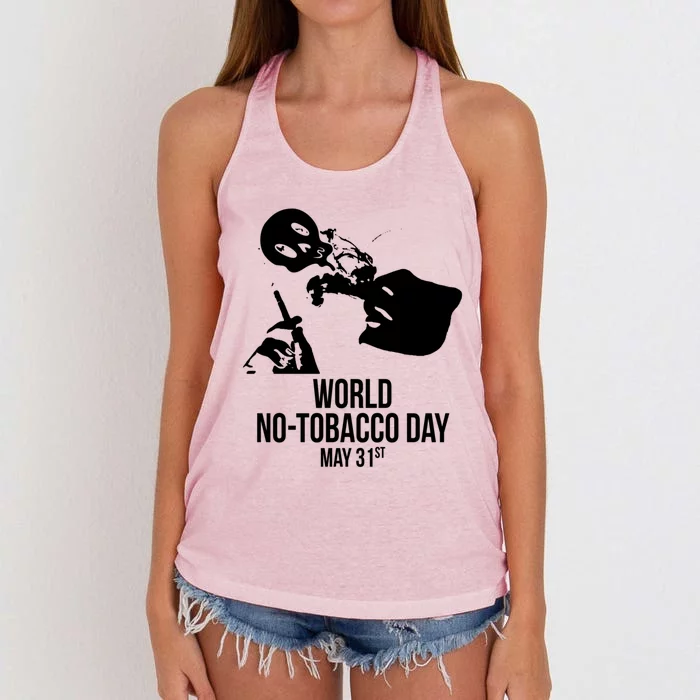 Quit Smoking World Nogifttobacco Day May 3 Skull Smoking Gift Women's Knotted Racerback Tank